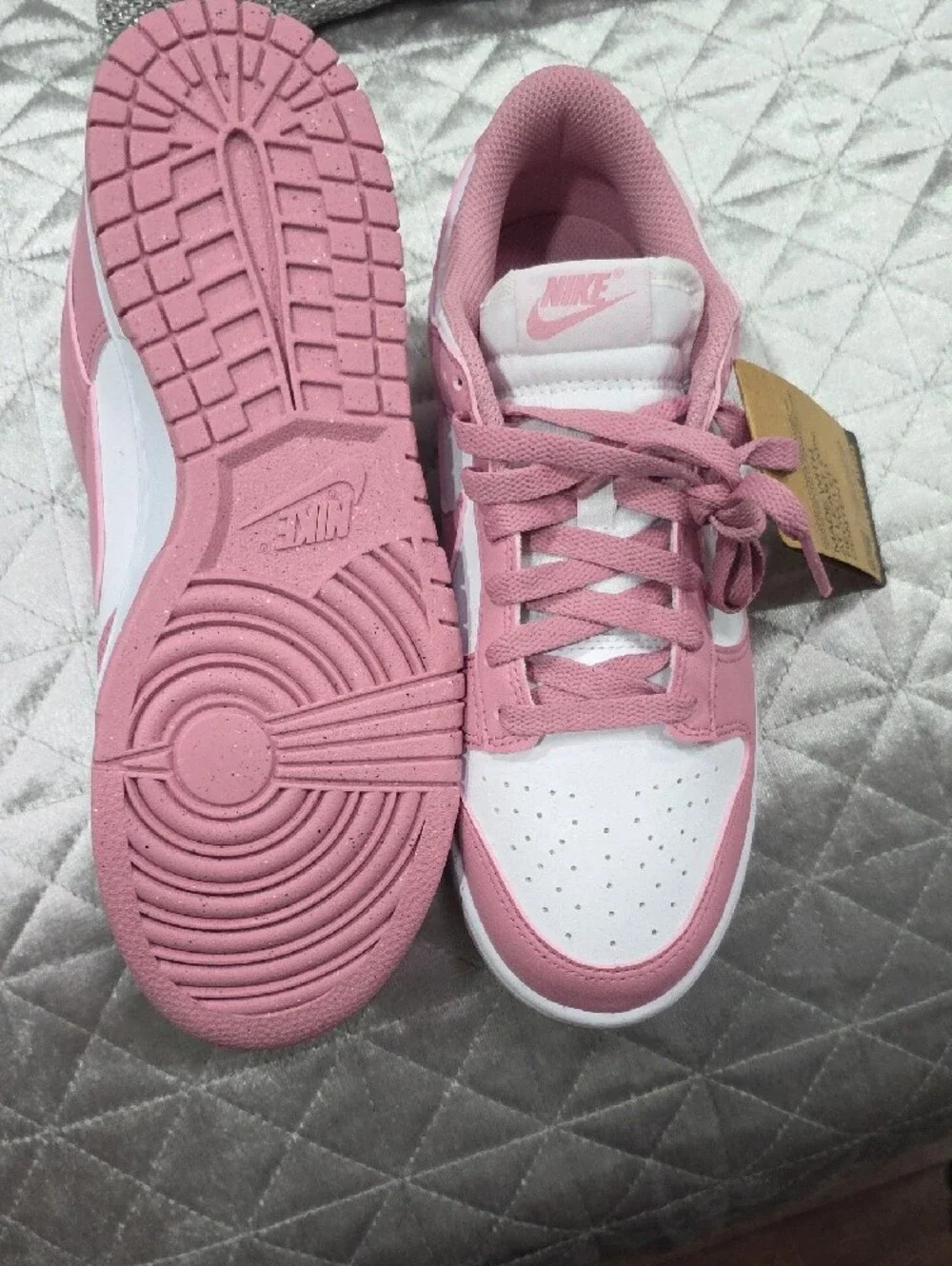 Nike Women's Pink and White Low-Top Sneakers - Casual Street Style